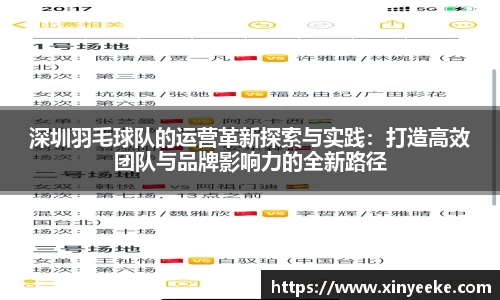 深圳羽毛球队的运营革新探索与实践：打造高效团队与品牌影响力的全新路径